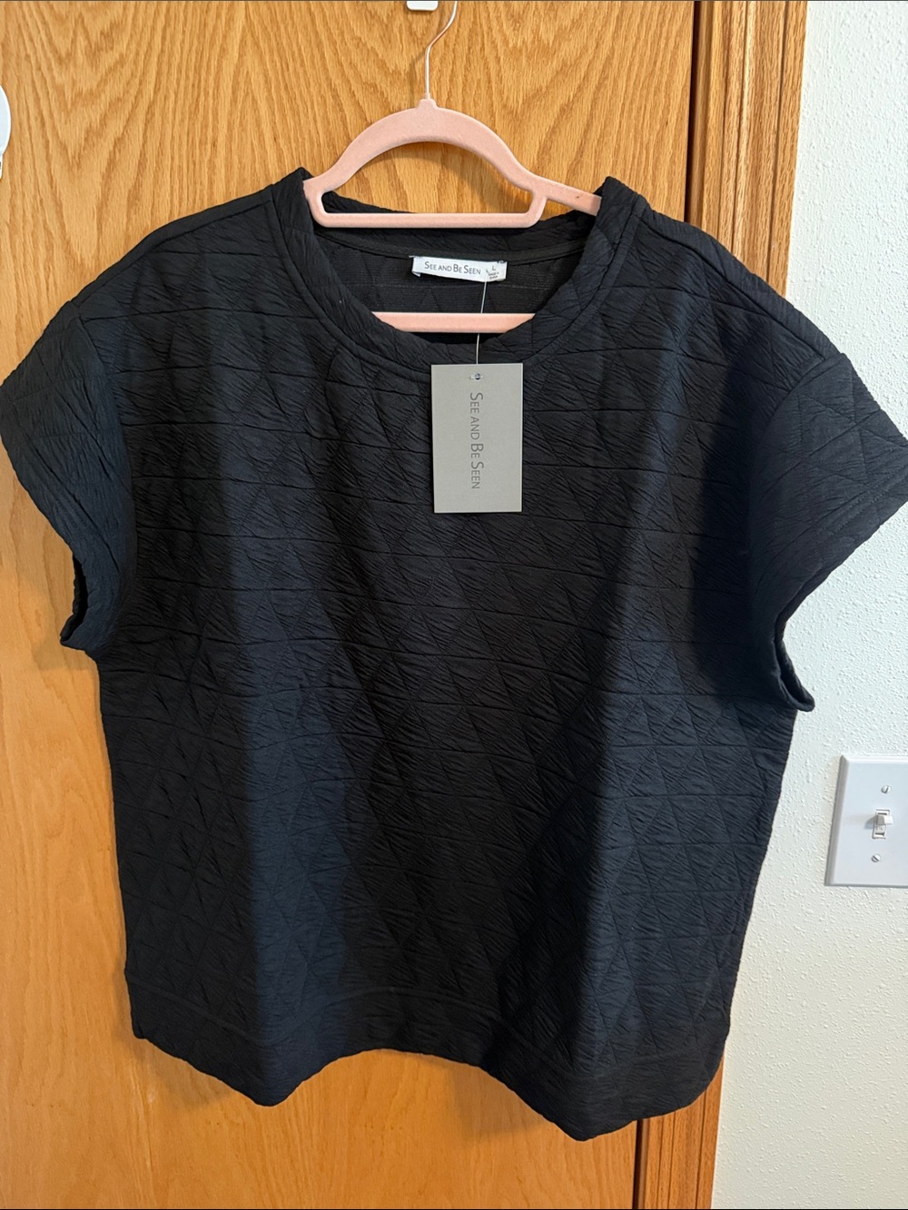 Sea and Be Seen Black Textured Short Sleeve Tee